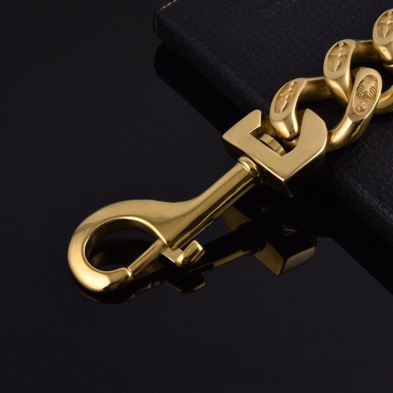 Heavy Duty Stainless Steel Dog Chain Leash – 32MM Thick Casting Metal Lead for Large Dogs (70–100CM, Gold/White)