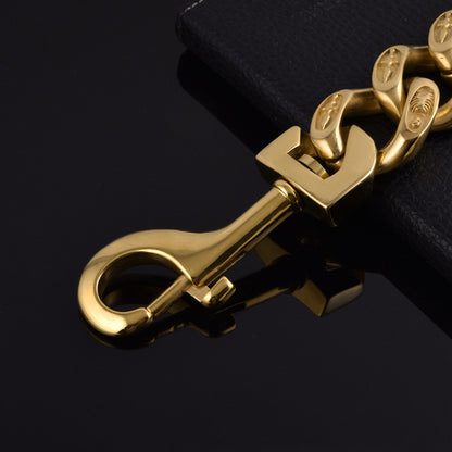 Heavy Duty Stainless Steel Dog Chain Leash – 32MM Thick Casting Metal Lead for Large Dogs (70–100CM, Gold/White)