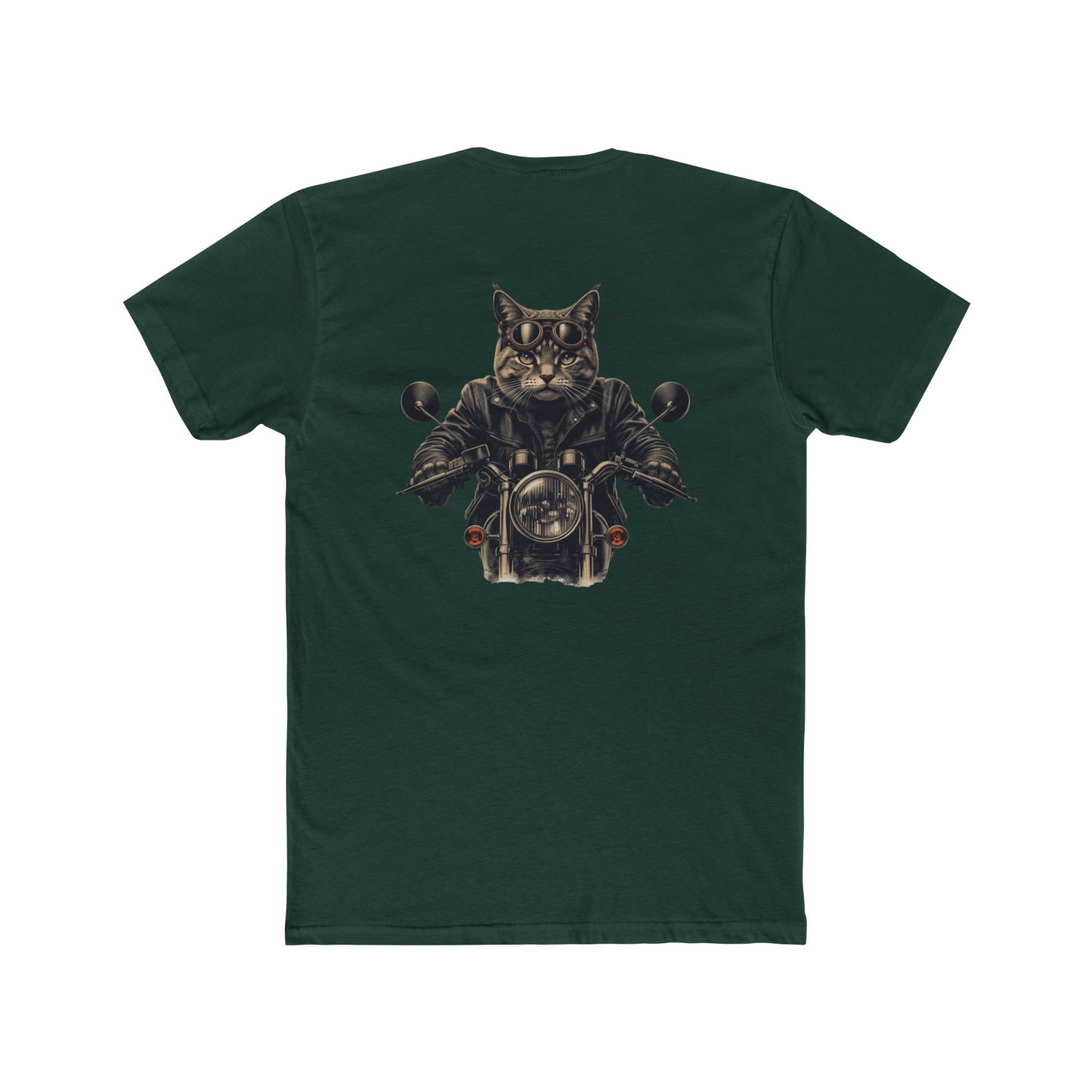 Biker Cat T‑Shirt — Motorcycle Riding Cat Graphic Tee