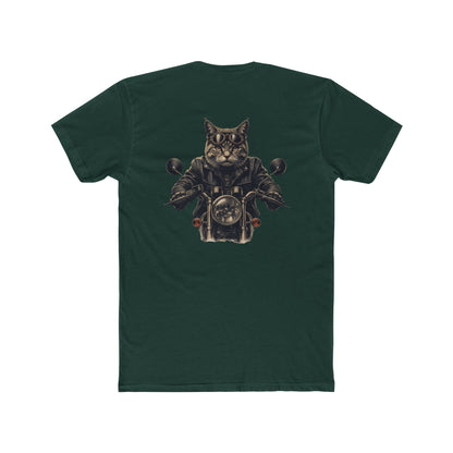 Biker Cat T‑Shirt — Motorcycle Riding Cat Graphic Tee