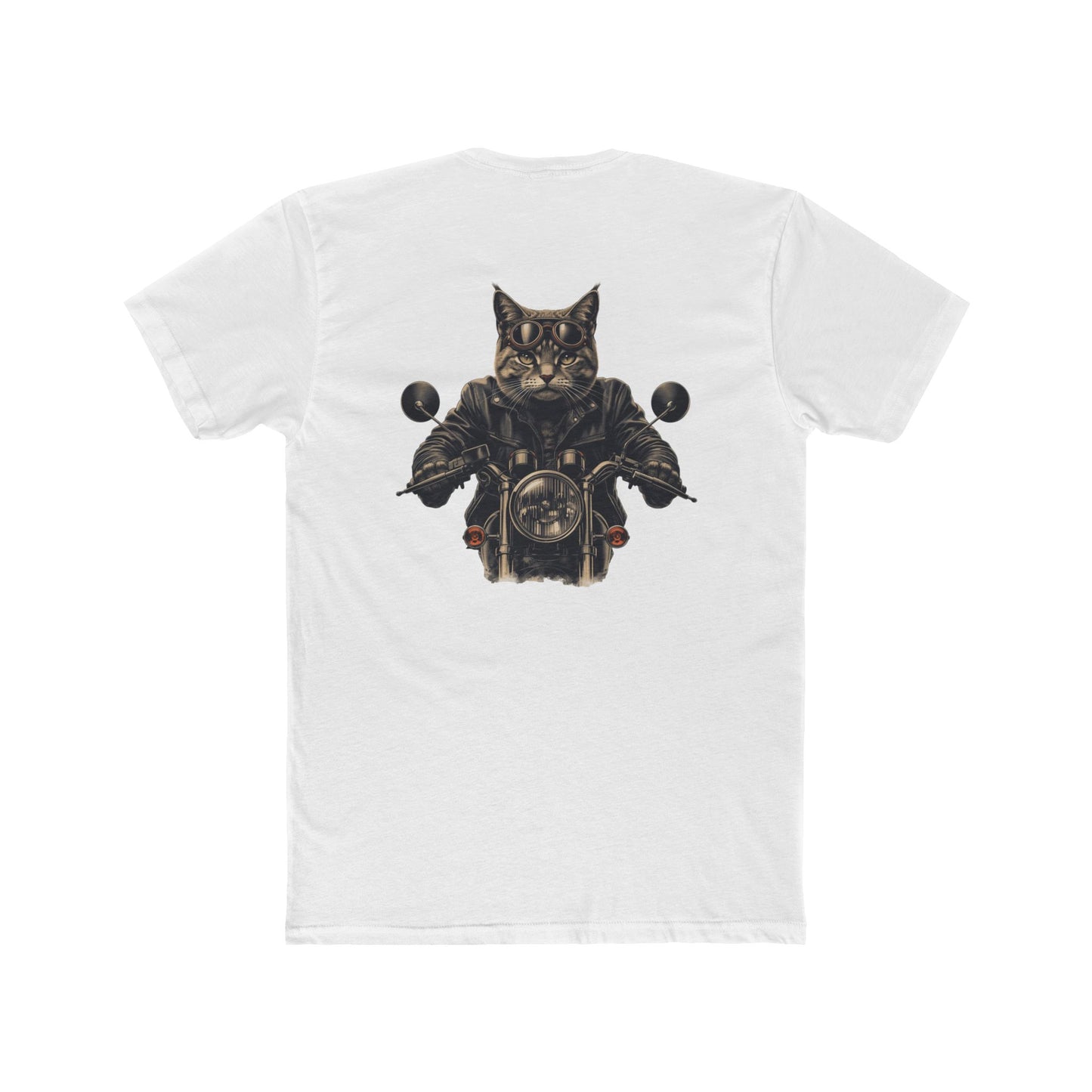 Biker Cat T‑Shirt — Motorcycle Riding Cat Graphic Tee