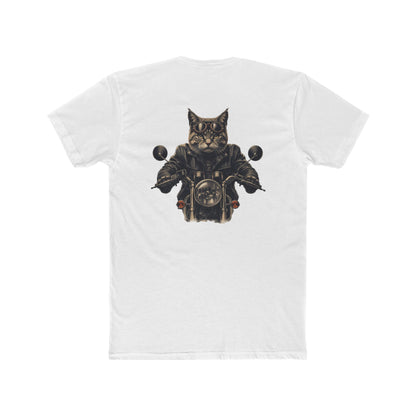 Biker Cat T‑Shirt — Motorcycle Riding Cat Graphic Tee
