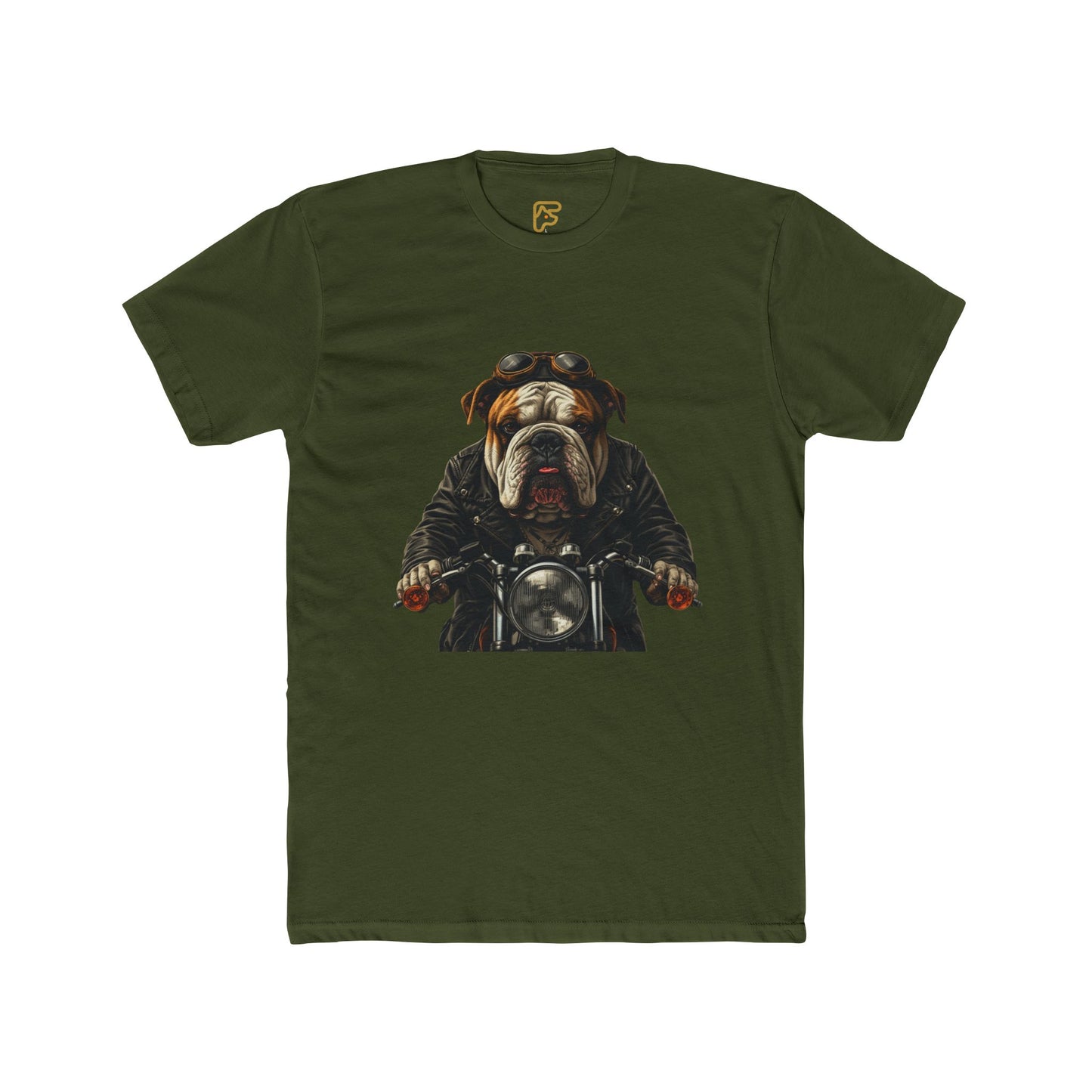 Bulldog Biker T‑Shirt — Motorcycle Dog Graphic Tee