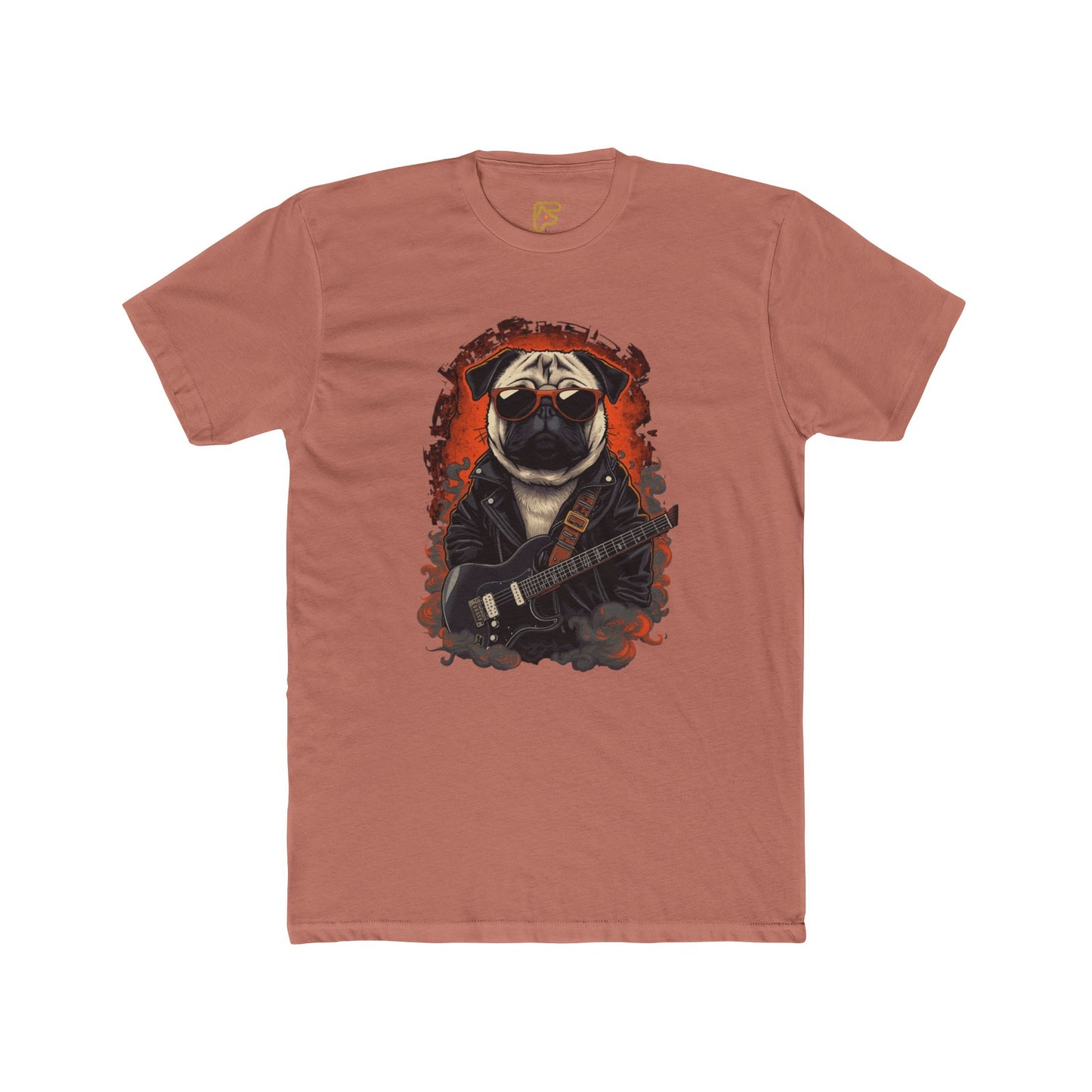 Pug Rocker Graphic Tee — Guitar-Playing Pug Band Shirt