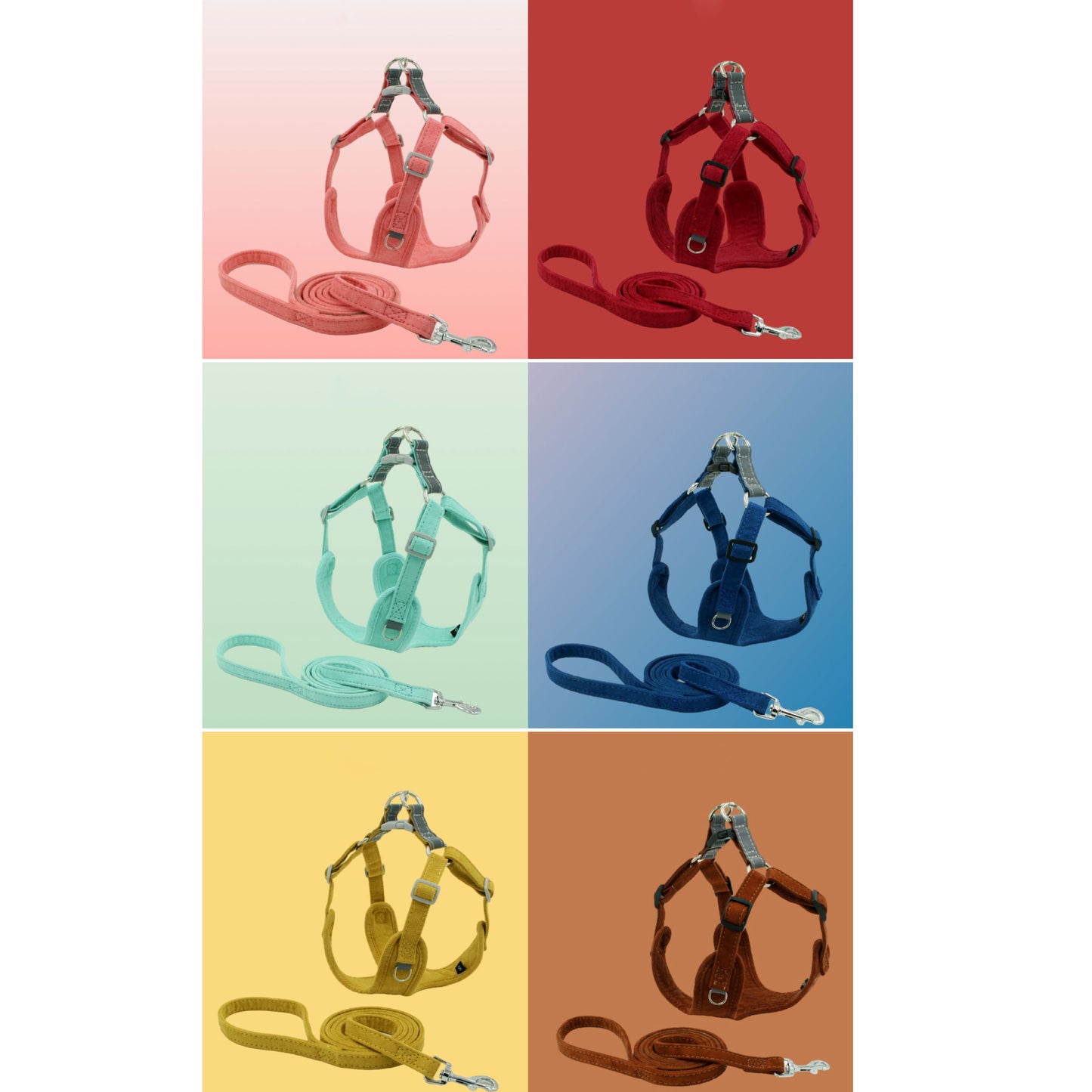 Suede Dog Harness Vest with Matching Leash – Soft Breathable Adjustable Chest Harness for Small & Medium Dogs