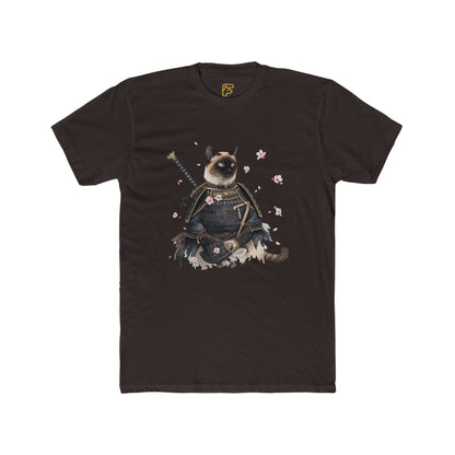 Samurai Cat Graphic Tee — Cute Warrior Cat T-Shirt with Sword & Cherry Blossoms