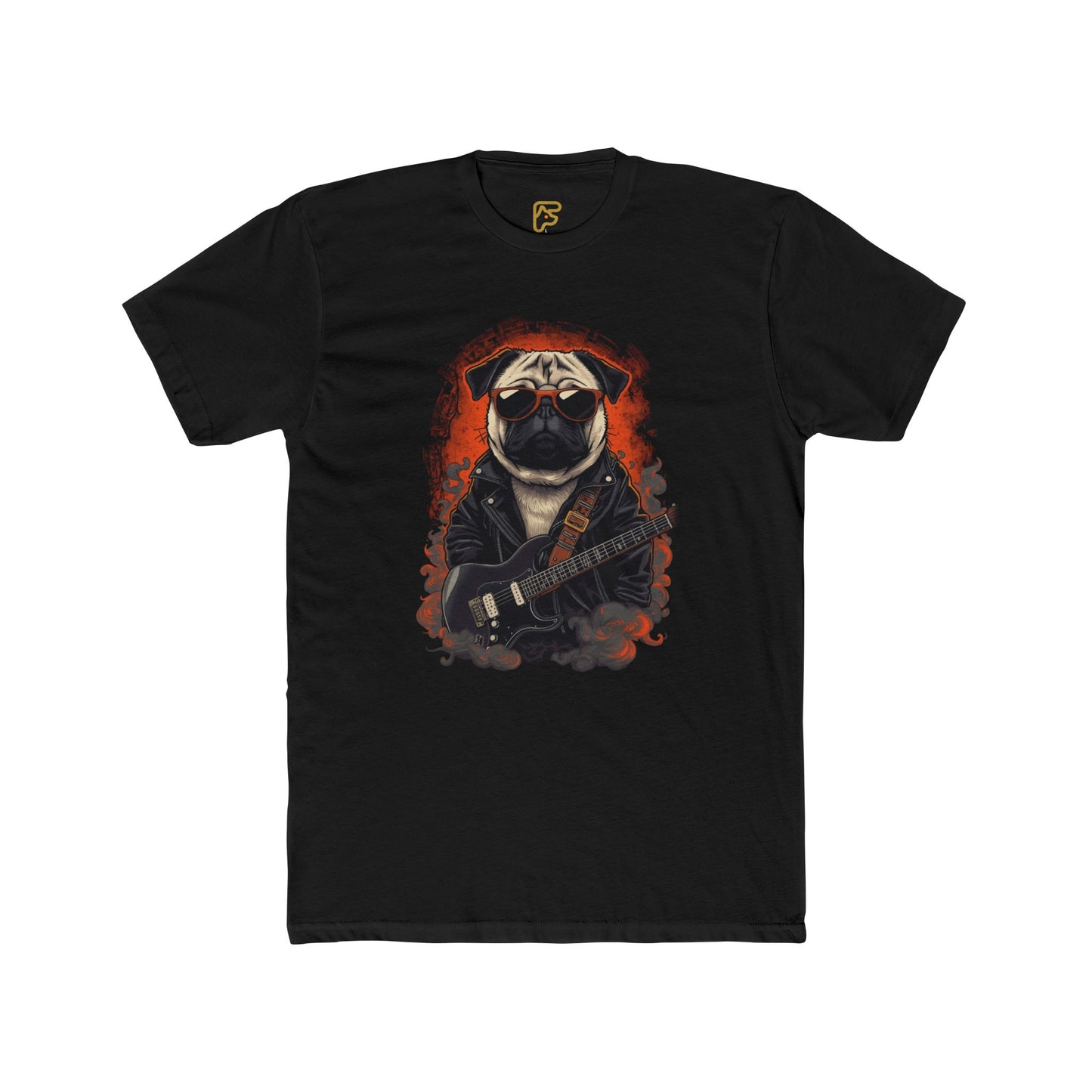 Pug Rocker Graphic Tee — Guitar-Playing Pug Band Shirt