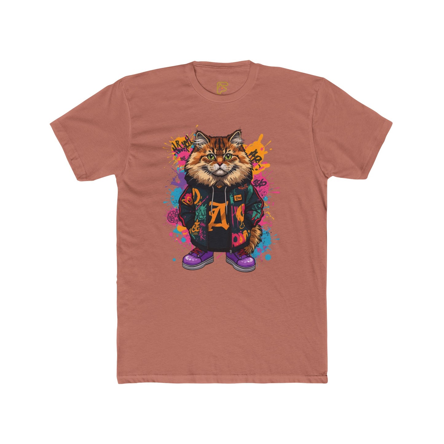Street Style Cat Graphic Tee — Colorful Urban Cat Print T-Shirt