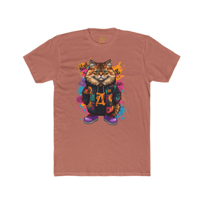 Street Style Cat Graphic Tee — Colorful Urban Cat Print T-Shirt