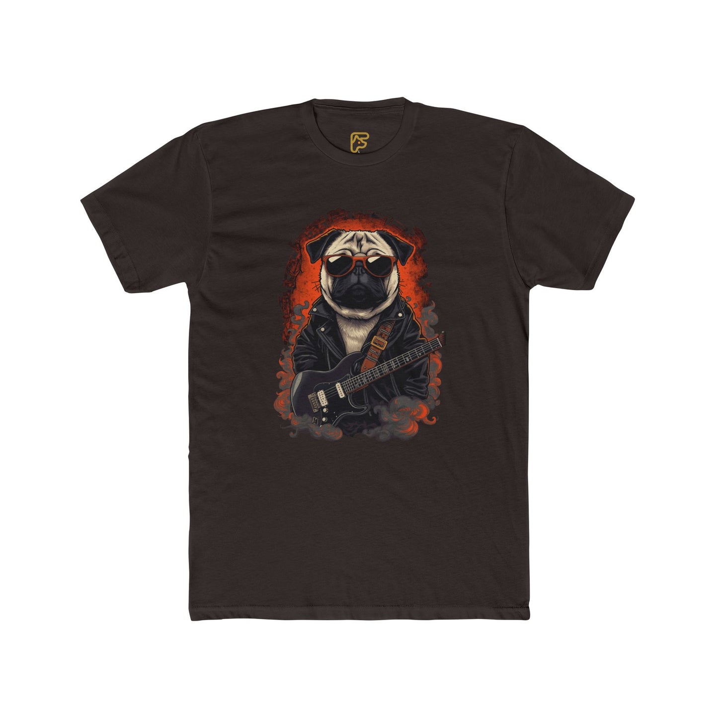 Pug Rocker Graphic Tee — Guitar-Playing Pug Band Shirt