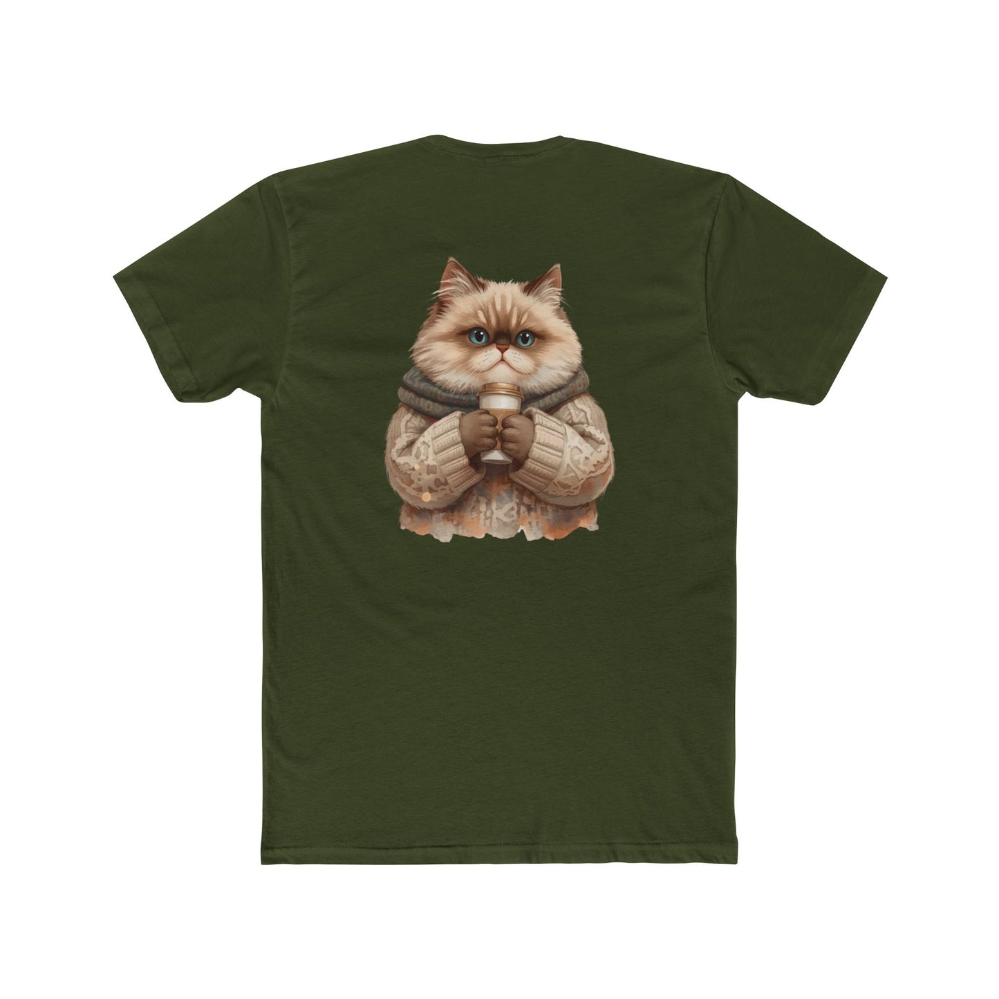 Cozy Cat Crew Tee — Cute Sweater Cat Graphic T-Shirt