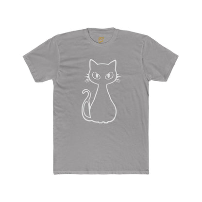 Minimal Outline Cat T-Shirt — Cute Line Art Kitty Tee