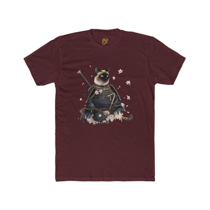 Samurai Cat Graphic Tee — Cute Warrior Cat T-Shirt with Sword & Cherry Blossoms