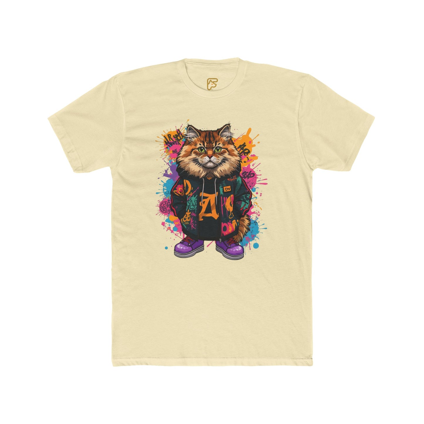 Street Style Cat Graphic Tee — Colorful Urban Cat Print T-Shirt