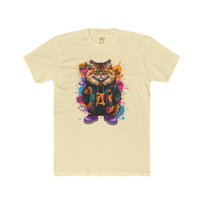 Street Style Cat Graphic Tee — Colorful Urban Cat Print T-Shirt