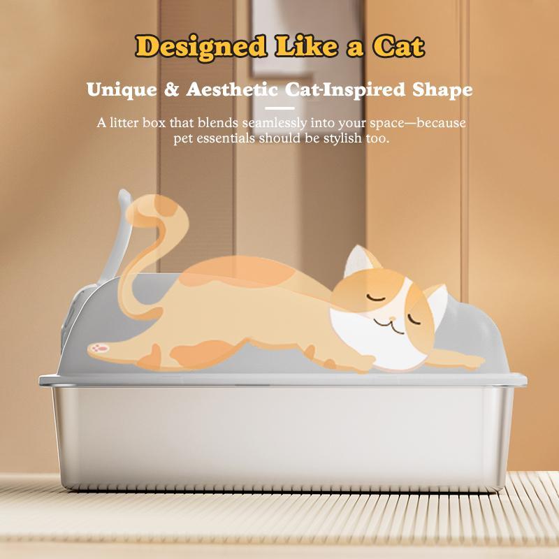 Large Stainless Steel Cat Litter Box – Rust-Resistant Easy-Clean Design