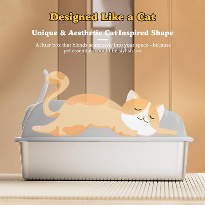 Large Stainless Steel Cat Litter Box – Rust-Resistant Easy-Clean Design