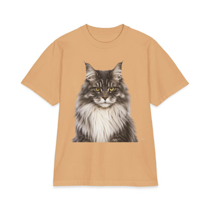 Maine Coon Portrait T‑Shirt — Realistic Cat Face Graphic Tee