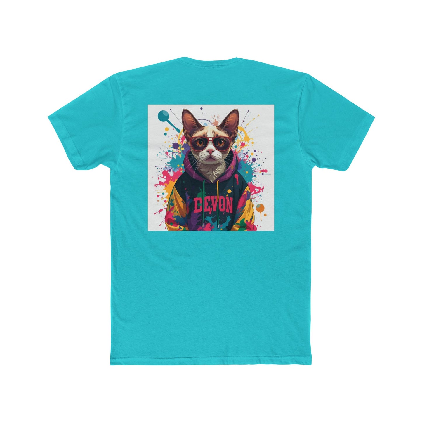 Cat Portrait Tee — Colorful Streetwear Cat Graphic Shirt (Back Print)