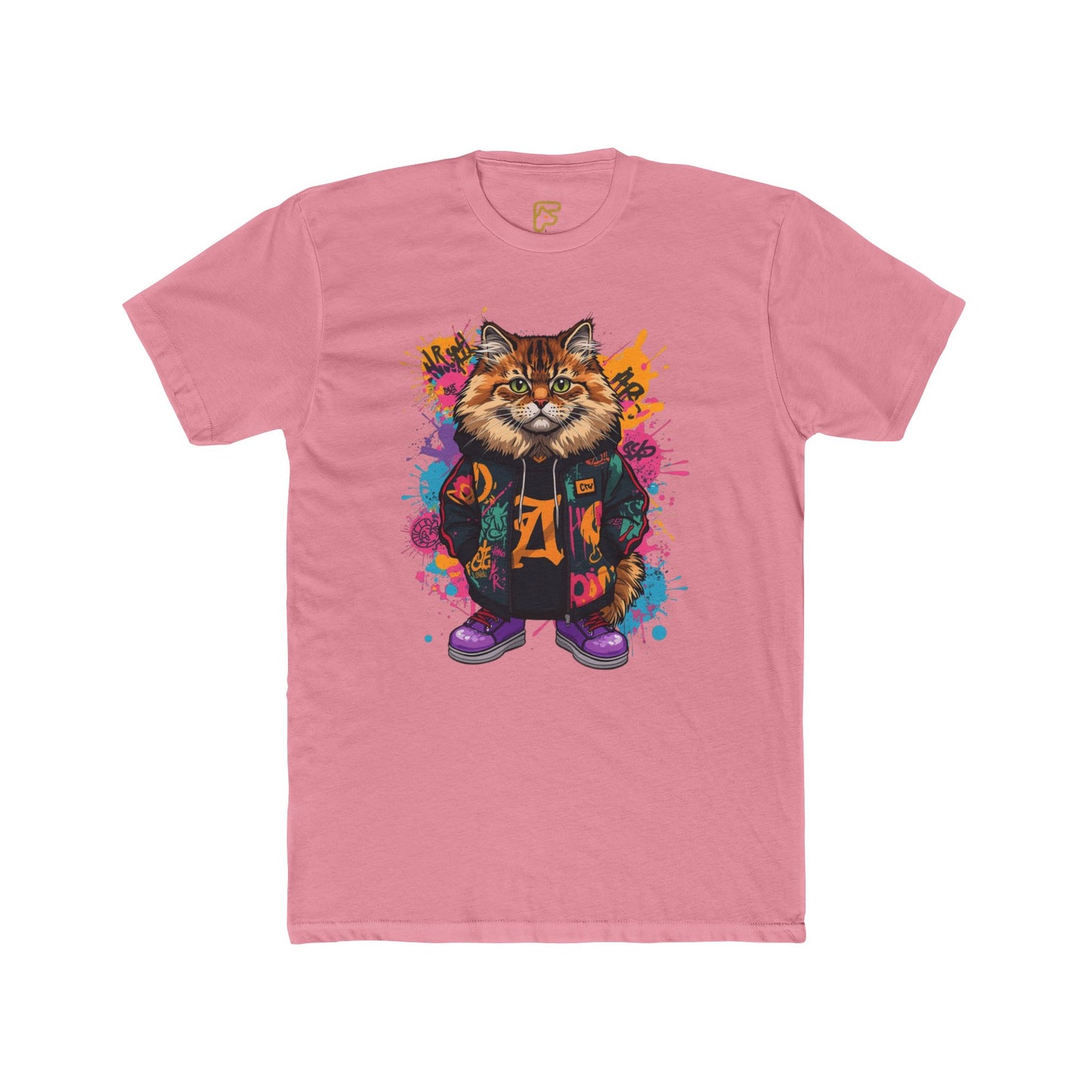 Street Style Cat Graphic Tee — Colorful Urban Cat Print T-Shirt