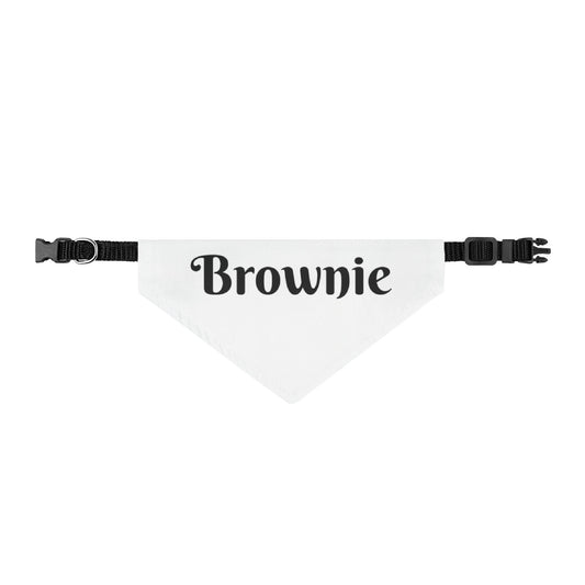 Clip-on Pet Bandana — Personalized "Brownie" Dog Collar Bandana, Lightweight Triangle Scarf for Dogs & Cats