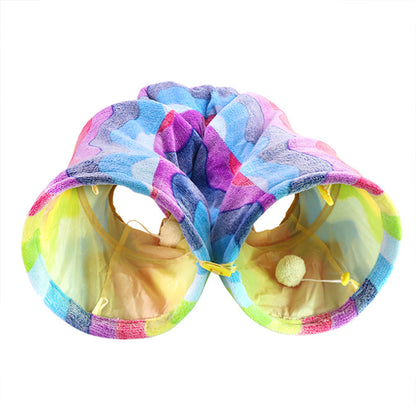 Collapsible Rainbow Cat Tunnel – Scratch-Resistant Play Tube with Multiple Entrances