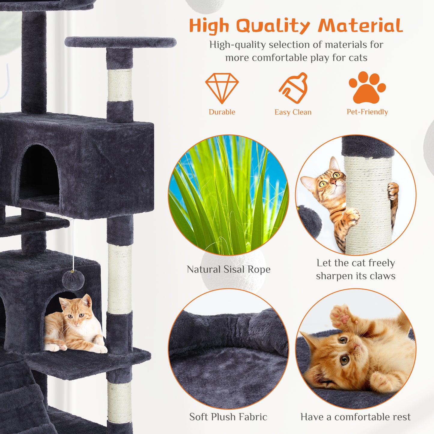 Multi-Level Cat Tree House – Climbing Tower & Scratching Post