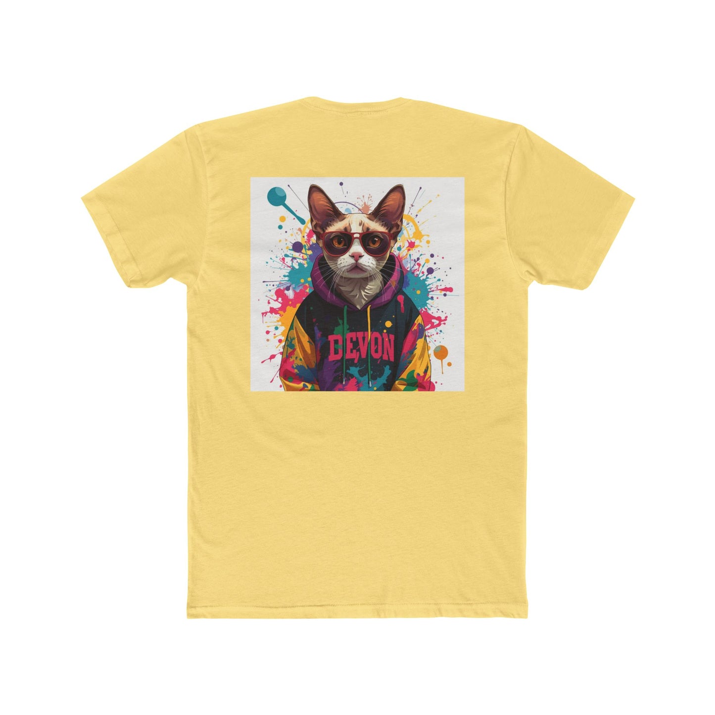 Cat Portrait Tee — Colorful Streetwear Cat Graphic Shirt (Back Print)
