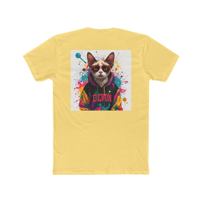 Cat Portrait Tee — Colorful Streetwear Cat Graphic Shirt (Back Print)