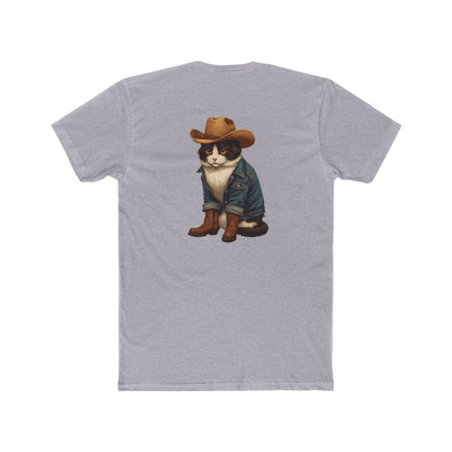 Cowboy Cat T‑Shirt — Western Cat Graphic Tee with Pocket Logo