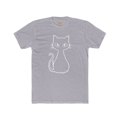 Minimal Outline Cat T-Shirt — Cute Line Art Kitty Tee