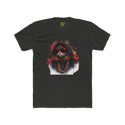 Cat Gangster T‑Shirt — Hooded Cat with Gold Chain Graphic Tee