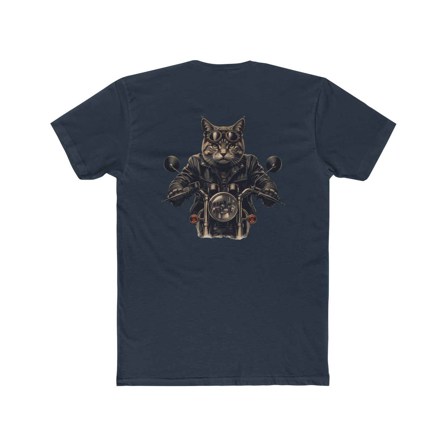Biker Cat T‑Shirt — Motorcycle Riding Cat Graphic Tee