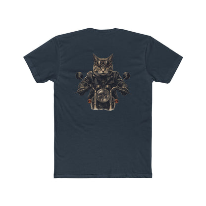 Biker Cat T‑Shirt — Motorcycle Riding Cat Graphic Tee