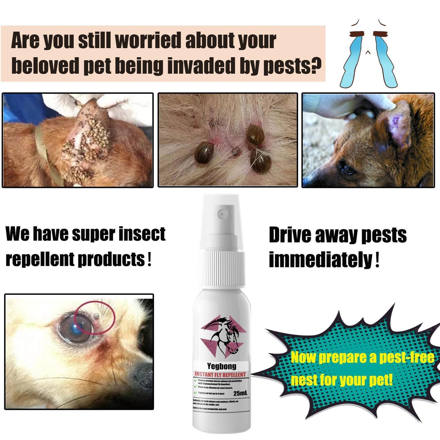 Herbal Pet Grooming Spray for Dogs & Cats – Soothing Coat Care & Insect Repellent Mist