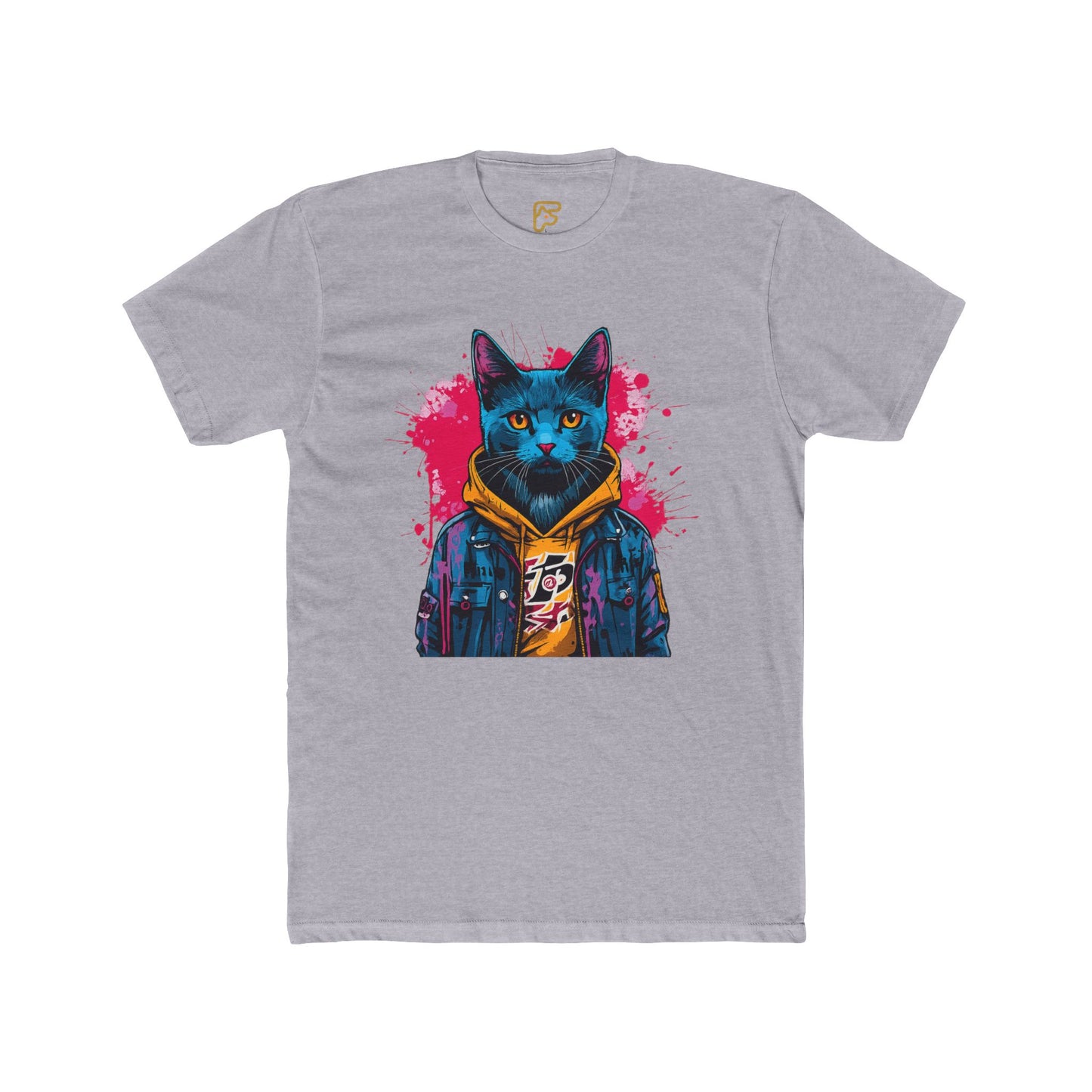 Cat Noir Streetwear T-Shirt — Blue Cat in Hoodie Graphic Tee