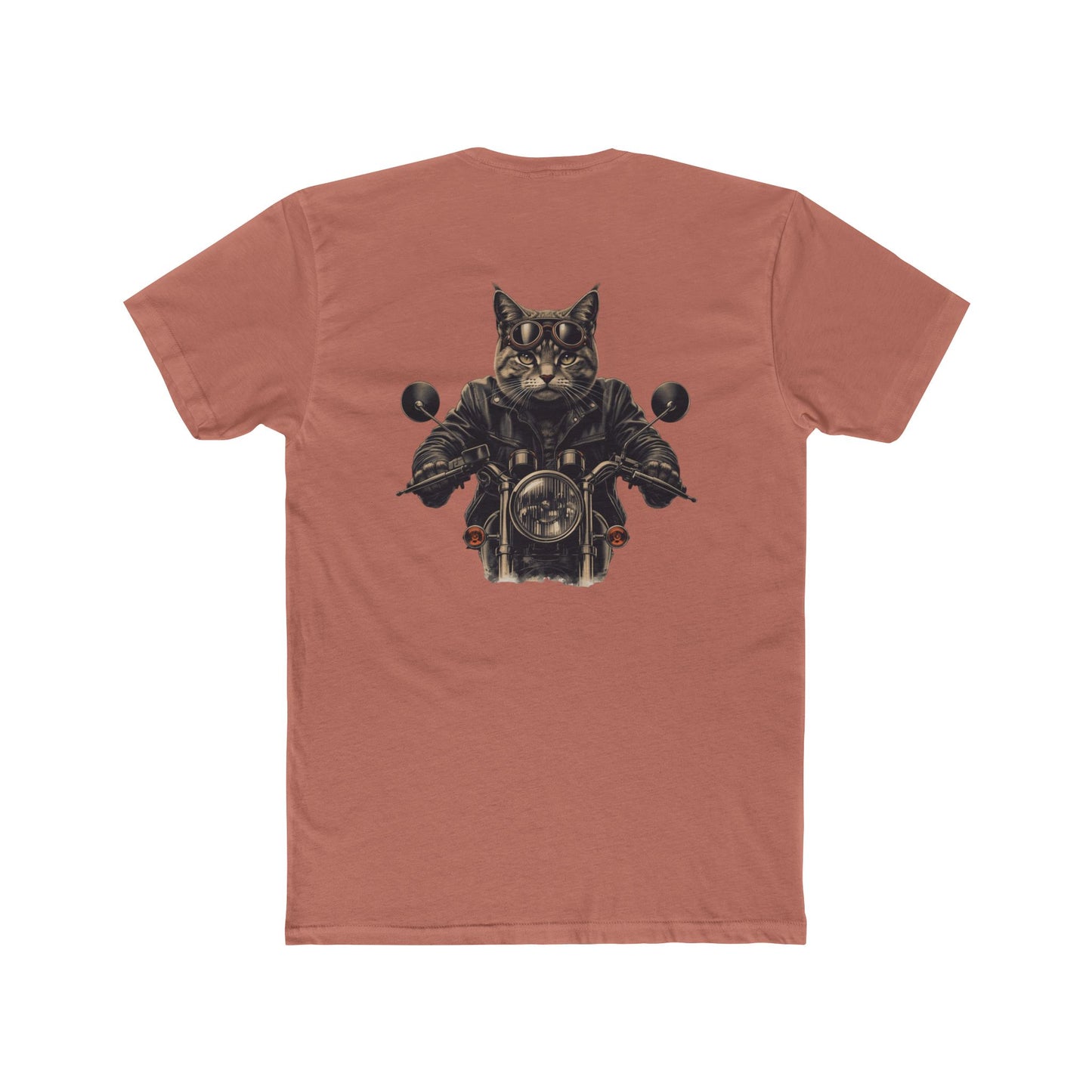 Biker Cat T‑Shirt — Motorcycle Riding Cat Graphic Tee