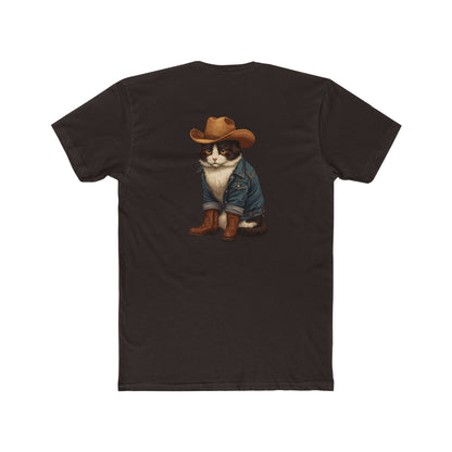 Cowboy Cat T‑Shirt — Western Cat Graphic Tee with Pocket Logo