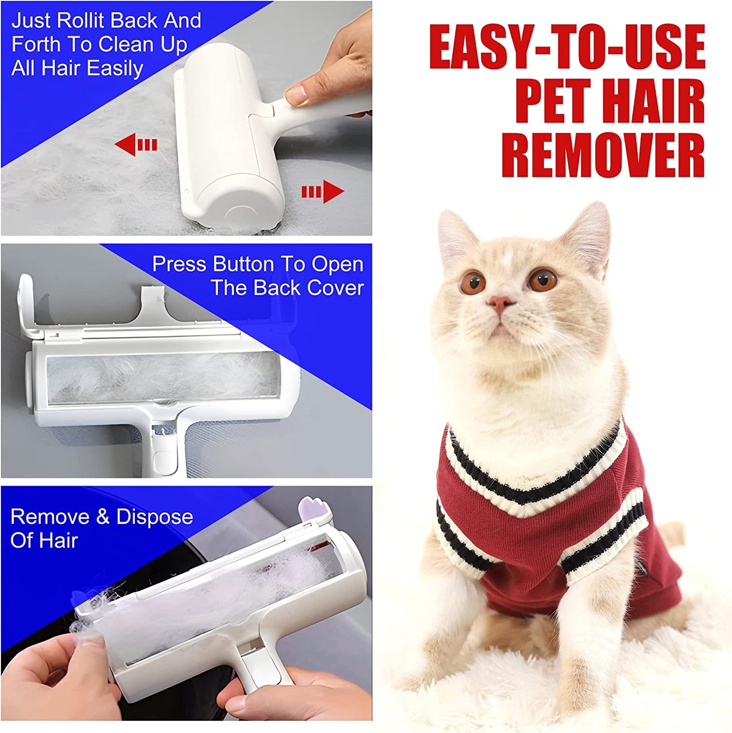 Pet Hair Remover Roller – Reusable Lint & Fur Picker