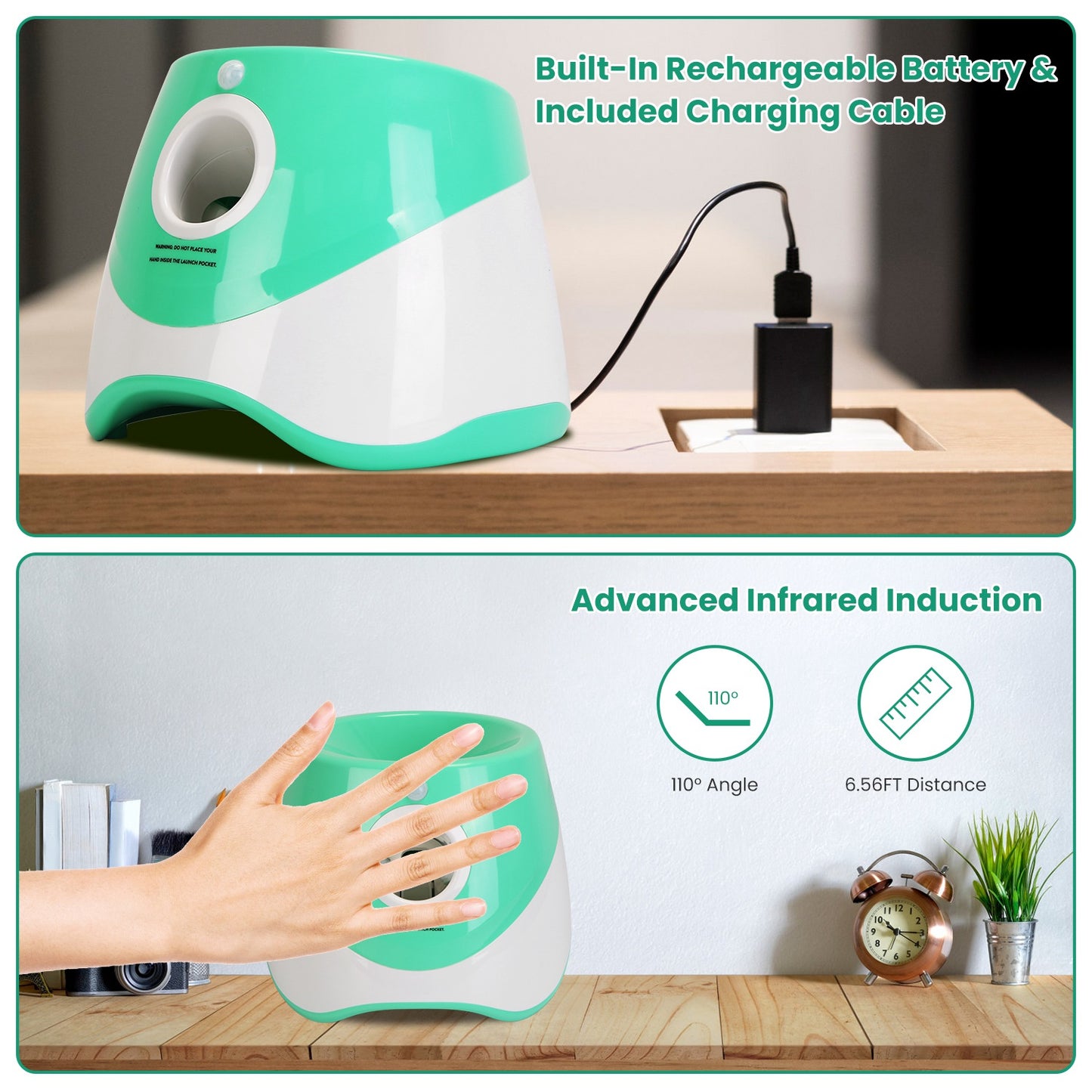 Automatic Dog Ball Launcher with 6 Tennis Balls – Rechargeable Interactive Fetch Machine with 3 Distance Settings for Small & Medium Dogs