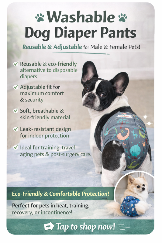 Washable Dog Diaper Pants – Reusable Adjustable Male & Female Pet Diapers, Eco-Friendly & Comfortable