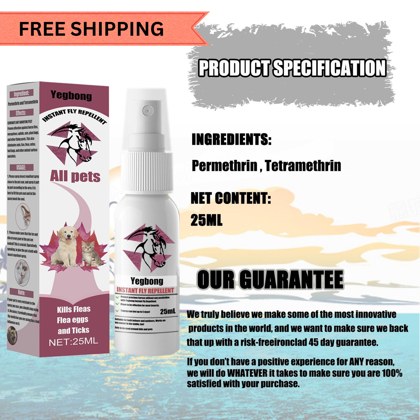 Herbal Pet Grooming Spray for Dogs & Cats – Soothing Coat Care & Insect Repellent Mist