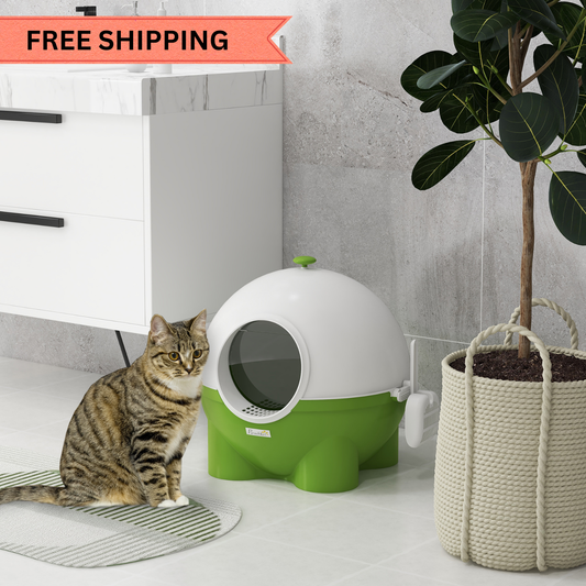 Large Covered Cat Litter Box with Scoop – Front Entry Hooded Design