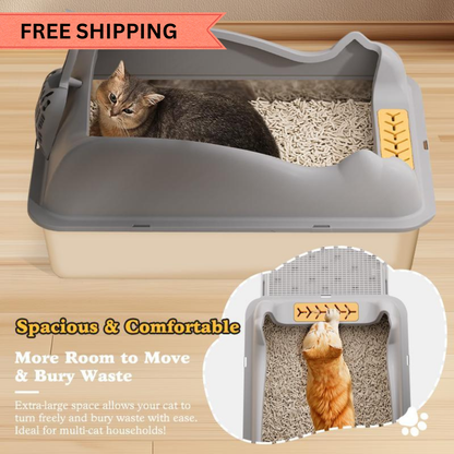 Large Stainless Steel Cat Litter Box – Rust-Resistant Easy-Clean Design