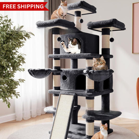 Space-Saving Cat Climbing Frame – Tall Multi-Tier Cat Tower
