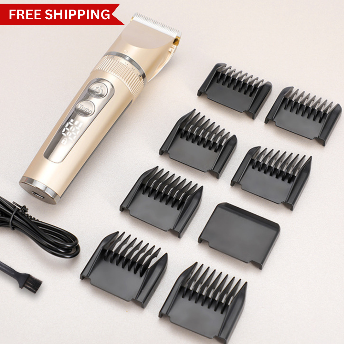 Electric Hair Clipper with LCD Display – Low Noise Pet Grooming Trimmer