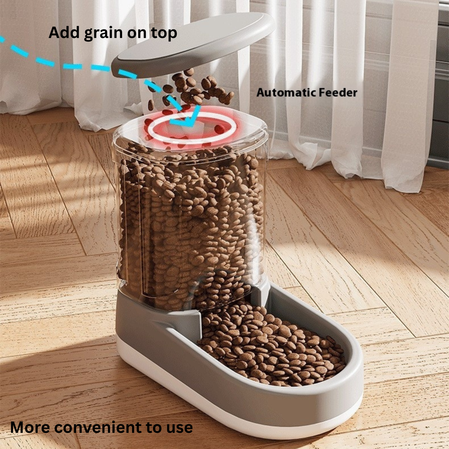 Automatic Cat & Dog Water Fountain and Pet Feeder – BPA-Free Plastic, 2-in-1 Gravity Dispenser, Gray/Blue/Pink