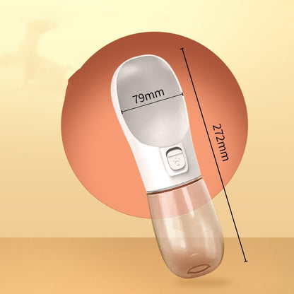 All-in-One Dog Travel Water Bottle & Food Container – Leak-Proof Portable Pet Dispenser, 458ml, Compact for Walks & Hiking