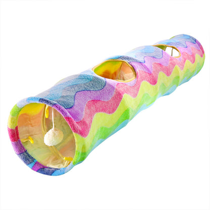 Collapsible Rainbow Cat Tunnel – Scratch-Resistant Play Tube with Multiple Entrances