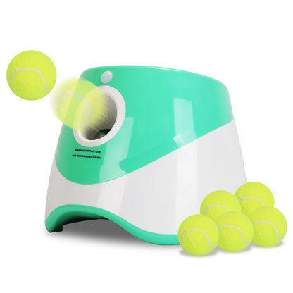 Automatic Dog Ball Launcher with 6 Tennis Balls – Rechargeable Interactive Fetch Machine with 3 Distance Settings for Small & Medium Dogs